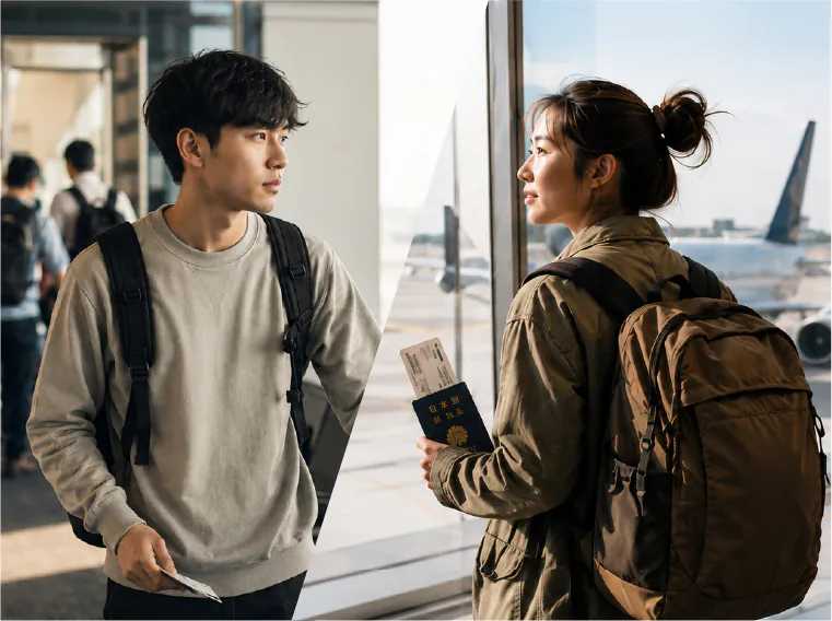空港で出発を迎える参加者を描いたCOUNTDOWNのイメージ