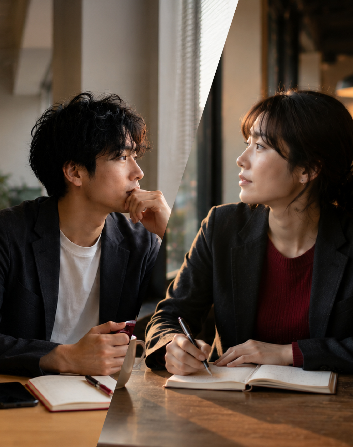 プロのコーチとの対話を通じて自分を深く理解するイメージ